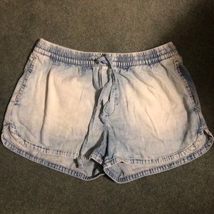 denim drawstring shorts